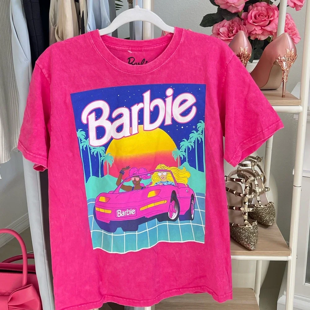 New Barbie Hot Pink Dream Car T- Shirt - Picture 6 of 6